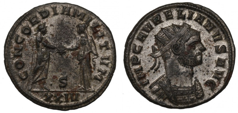 Roman Empire, Aurelian, Antoninian Siscia OBVERSE&nbsp;Bust right, radiate, cuir...