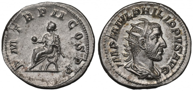Roman Empire, Philip I, Antoninian Piękny przykład tej emisji. Awers: popiersie ...