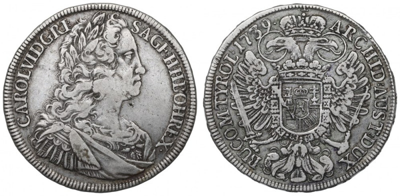 Austria, Carol VI, Thaler 1739, Vienna Naturalny, obiegowy przykład tej emisji. ...