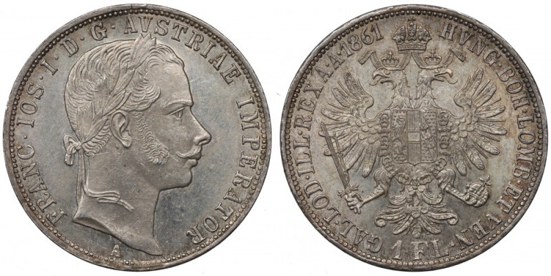 Austria, Franz Joseph I, 1 florin 1861 A Bardzo ładny przykład florena. Drobne n...