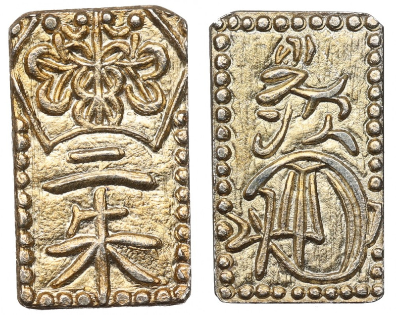 Japan, Komei 1847-1866, 2 shu Piękne przykłady tej emisji. Złoto, wymiary 7,2 x ...