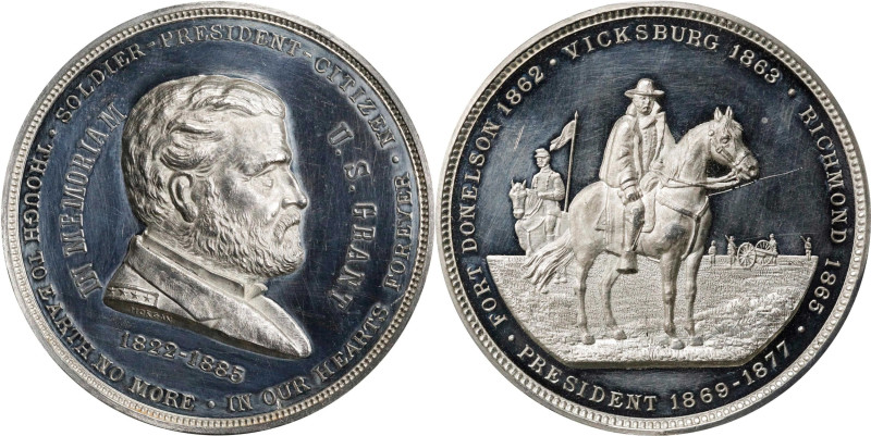 "1885" Ulysses S. Grant Memorial Medal. White Metal. Mint State.
63 mm. Obv: Un...
