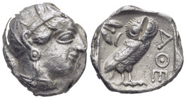 Attica, Athens AR Tetradrachm. (23mm, 16.87 g) Circa 350-294 BC. Helmeted head of Athena right. / Owl standing right, head facing; olive sprig and cre...