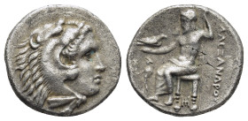 KINGS OF MACEDON. Alexander III ‘the Great’, 336-323 BC. Drachm (16mm, 4.13 g), Abydos, struck under Kalas or Demarchos, 325-323. Head of Herakles to ...