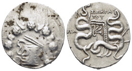 PHRYGIA, Apameia. Circa 88-67 BC. AR Tetradrachm (25mm, 12.48 g). Cistophoric standard. Sokrates, eglogistes. Cista mystica with serpent; all within i...