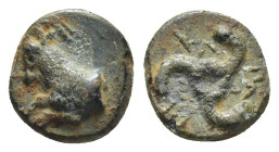 DYNASTS of LYCIA. Perikles. Circa 380-360 BC AE. (1.17 Gr. 9mm.)
 Forepart of goat left 
Rev. Triskeles