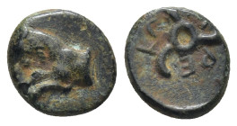 DYNASTS of LYCIA. Perikles. Circa 380-360 BC. (1.23 Gr. 9mm.)
Forepart of goat left 
Rev. Triskeles