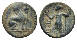 PAMPHYLIA, Perge. Circa 2nd-1st century BC. (1.56 Gr. 12mm.) 
Sphinx seated right 
Rev. Artemis standing left.