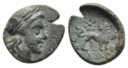 Ionia, Miletos. Ca. 3rd-2nd centuries B.C. AE (1.34 Gr. 12mm.) 
Laureate head of Apollo right 
Rev. Lion standing right, head left; star above.