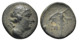 Pisidia, Keraitai AE. 2nd-1st century BC. (2 Gr. 12mm.)
Bust of Artemis to right, bow and quiver over shoulder 
Rev. KE-Ւ, club.