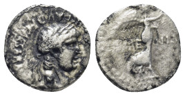 CAPPADOCIA. Caesarea. Nero (54-68). Hemidrachm. (12mm. 1,21 g) Laureate head right. Rev. ARMENIAC. Nike advancing right, holding wreath and palm frond...