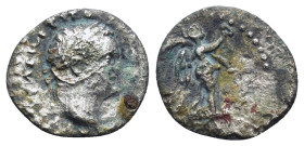 Cappadocia, Caesarea Eusebeia, Titus (79-81), AR hemidrachm (13mm, 1,11 g). Obv: [AYTOK]PATѠP TITOC KAIC[AP CЄBA], laureate head of Titus right. Rev: ...