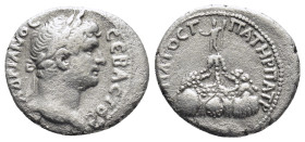 Cappadocia. Caesarea. Hadrian AD 117-138. Drachm AR (17mm, 3,0 g) AΔPIANOC CEBACTOC, laureate and draped bust of Hadrian to right / YΠATOC Γ ΠATHP ΠAT...