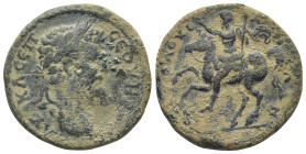 GALATIA. Tavium. Septimius Severus (193-211). Ae. (26mm, 11.17 g) Obv: AY KA CЄΠ CЄOYHPOC. Laureate head right. Rev: ϹΕ ΤΡ ΤΑΟΥΙΑΝΩΝ; Emperor riding l...