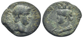 LYDIA. Magnesia ad Sipylum. Nero (54-68). Ae. (21mm, 5.49 g) Obv: NEPΩN CEBAC. Laureate head of Nero right. Rev: MAΓNHTΩN AΠO CIΠYΛOY. Turreted head o...