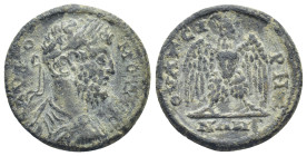 LYDIA. Thyateira. Commodus (177-192). Ae. (21mm, 5.37 g) Obv: AV KOMODOC. Laureate, draped and cuirassed bust right. Rev: ΘVΑΤ / ƐΙΡΗ / ΝΩΝ. Eagle sta...