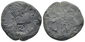 Moesia Inferior. Uncertain mint (possibly Marcianopolis). Caracalla AD 198-217. Uncertain magistrate Bronze Æ (23mm., 7,0 g). Laureate, draped, and cu...