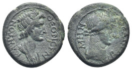 MYSIA. Pergamum. Pseudo-autonomous. Time of Claudius-Nero (40-60?). Ae. (16mm, 2.78 g) Obv: ΘЄON CYNKΛHTON. Draped bust of the Senate right. Rev: ΘЄAN...