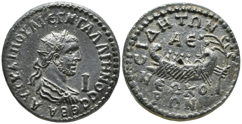 Pamphylia. Side. Gallienus AD 253-268. 10 Assaria Æ (28 mm., 18,4 g). AVTO KAI Π...
