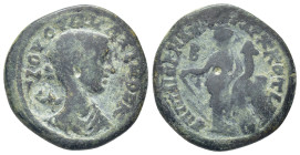 PHRYGIA, Cotiaeum. Maximus. Caesar, 236-238 AD. Æ, (24mm. 8,0 g). Bare-headed, draped and cuirassed bust right / Tyche standing left, holding rudder a...