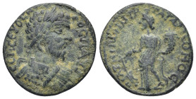 Phrygia, Peltae. Septimius Severus (193-211). Æ (22mm, 4,93 g). Laureate and cuirassed bust r. R/ Tyche Soterios standing l., holding rudder and cornu...