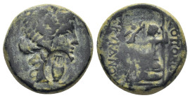 Phrygia. Hierapolis . Pseudo-autonomous issue 12 BC -14 AD. Bronze Æ (18mm. 6,45 g). Laureate head of Apollo right / [ΙΕ]ΡOΠΟΛΕΙΤ[ΩΝ] ΔΟΡΥΚΑΝ[ΟΣ]; Zeu...