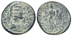 PISIDIA. Antioch. Julia Domna, 193-217. Ae (22mm, 5,77 g). IVLIA AVGVSTA Draped bust of Julia Domna to right Rev. ANTIOCH G-ENI COL CAES Genius of Ant...