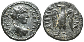 PISIDIA. Antiochia. Geta.(Caesar, 197-209 BC). Ae. (17mm, 2.7 g) L SEPTIMIO GETA; laureate and draped bust of Geta, right, seen from rear / ANTIOCH CO...