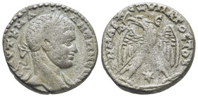 Syria. Antioch. Caracalla AR Tetradrachm, . (23mm, 12,0 g) AD 244-249. Laureate, draped and cuirassed bust right / ΔHMAPX EΞ YΠATOC TO B, eagle standi...