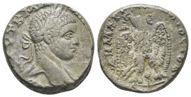 Syria. Antioch. Caracalla AR Tetradrachm, . (23mm, 13,26 g) AD 244-249. Laureate, draped and cuirassed bust right / ΔHMAPX EΞ YΠATOC TO B, eagle stand...