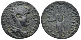 Pisidia, Termessos. Circa 2nd - 3rd Century AD (7.88 Gr. 25mm.)
Draped bust of Hermes to right, kerykeion over shoulder.
Rev. Athena standing left, TΩ...