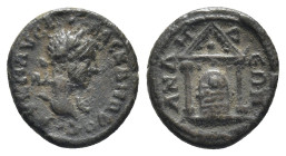 PISIDIA. Andeda. Severus Alexander (222-235). AE. (1.32Gr. 12mm.)
Laureate head of Severus Alexander, right, with drapery 
Rev. Front view of temple w...