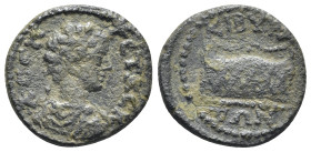 PHRYGIA. Cibyra. Geta (Caesar, 198-209). AE. (3.68 Gr. 19mm.)
Bareheaded, draped and cuirassed bust right. 
Rev. KIBYPA/TΩN. Basket.