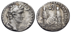 Augustus. Denarius. 7-6 a. C. Lugdunum. (16mm, 3.71 g) Anv.: CAESAR AVGVSTVS DIVI. F. PATER. PATRIE, his laureate head right. Rev.: C.L. CAESARES AVGV...