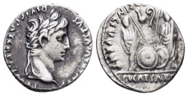 Augustus. Denarius. 7-6 a. C. Lugdunum. (18mm, 3.87 g) Anv.: CAESAR AVGVSTVS DIVI. F. PATER. PATRIE, his laureate head right. Rev.: C.L. CAESARES AVGV...
