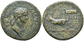 Agrippina Junior. Augusta, AD 50-59. Æ Sestertius (36mm, 24.0 g). Uncertain Balkan mint. Struck under Claudius, circa AD 50-54. AGRIPPINA AVG GERMANIC...