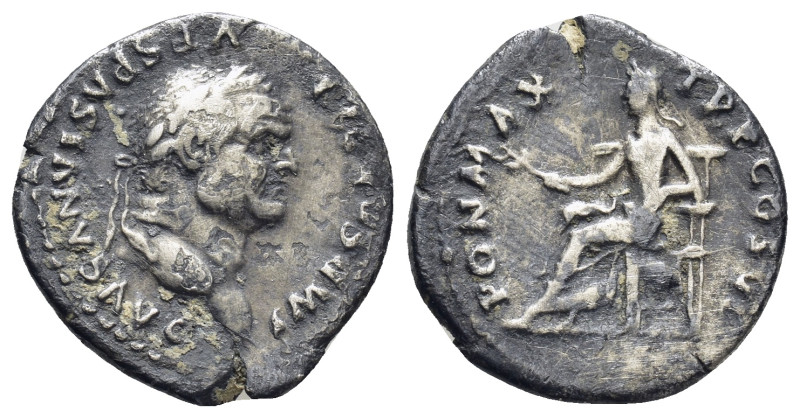 Vespasian. Denarius. (19mm, 3.0 g) 69-79 d.C. Rome. Anv.: IMP CAESAR VESPASIANVS...