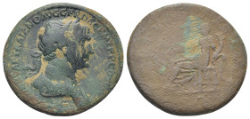 Trajan, 98-117. Rome, circa AD 112-114 As, Æ (27mm, 11.0 g) IMP CAES NERVAE TRAIANO AVG GER DAC P M TR P COS VI P P, laureate and draped bust right / ...
