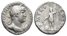 HADRIAN, 117-138 AD. AR, Denarius. (17mm, 3.21 g) Rome. Obv: IMP CAESAR TRAIAN HADRIANVS AVG. Bust of Hadrian, laureate and draped, right. Rev: P M TR...