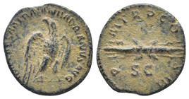 Hadrian (117-138), AE quadrans (17mm, 2,36 g), Rome, 121/122. Obv: IMP CAESAR TRAIAN - HADRIANVS AVG, eagle standing right, wings spread and head to l...