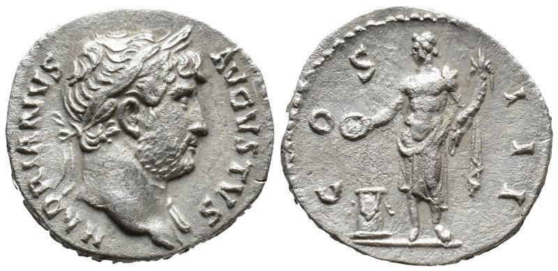 Hadrian, 117-138. Denarius (18mm, 3.2 g), Rome, 124-128. HADRIANVS AVGVSTVS Laur...