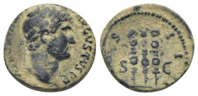 Hadrian. A.D. 117-138. Æ quadrans (15mm, 2,67 g). Rome, ca. A.D. 124-128. HADRIANVS AVGVSTVS P P, laureate head of Hadrian right / COS III, S C across...