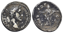 ANTONINUS PIUS (Caesar, 138). Denarius. (18mm, 3.52 g) Rome. Obv: IMP T AEL CAES ANTONINVS. Bare head right. Rev: TRIB POT COS. Concordia standing lef...