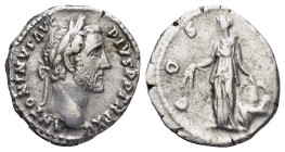 ANTONINUS PIUS.(138-161).Rome.Denarius. (17mm, 3,25 g) Obv : ANTONINVS AVG PIVS P P TR P XVII. Laureate head right. Rev : COS IIII. Annona standing le...