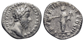 Marcus Aurelius; 161-180 AD, Rome, 166 AD, Denarius, (18mm, 2,81 g). Obv: M ANTONINVS AVG - ARM PARTH MAX Head laureate r. Rx: PAX in exergue, TR P XX...
