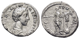 Commodus, as Caesar AD 166-177. Struck AD 175-176. Rome Denarius AR (17mm., 3,0 g). COMMODO CAES AVG FIL GERM SARM, bare head right / PRI-NC IVVENT Co...
