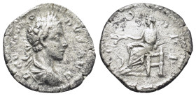 Commodus. AD 177-192. AR Denarius (18mm, 2,68 g). Rome mint. Struck under Marcus Aurelius and Commodus, AD 178. Laureate, draped, and cuirassed bust r...