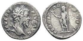 Septimius Severus, 193 - 211 AD Silver Denarius, Rome Mint, (17mm, 2,81 g) Obverse: SEVERVS PIVS AVG, Laureate head of Pius right. Reverse: FVDATOR PA...