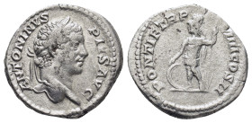 CARACALLA, (A.D. 198-217), silver denarius, issued 206, Rome mint, (18mm, 2,98), obv. laureate head bust to right of Caracalla, around ANTONINVS PIVS ...