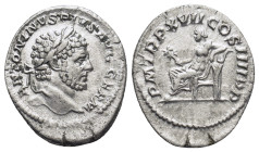 Caracalla. A.D. 198-217. AR denarius (20mm, 3.28 g). Rome, A.D. 214. ANTONINVS PIVS AVG GERM, laureate head of Caracalla right / P M TRP XVII COS IIII...